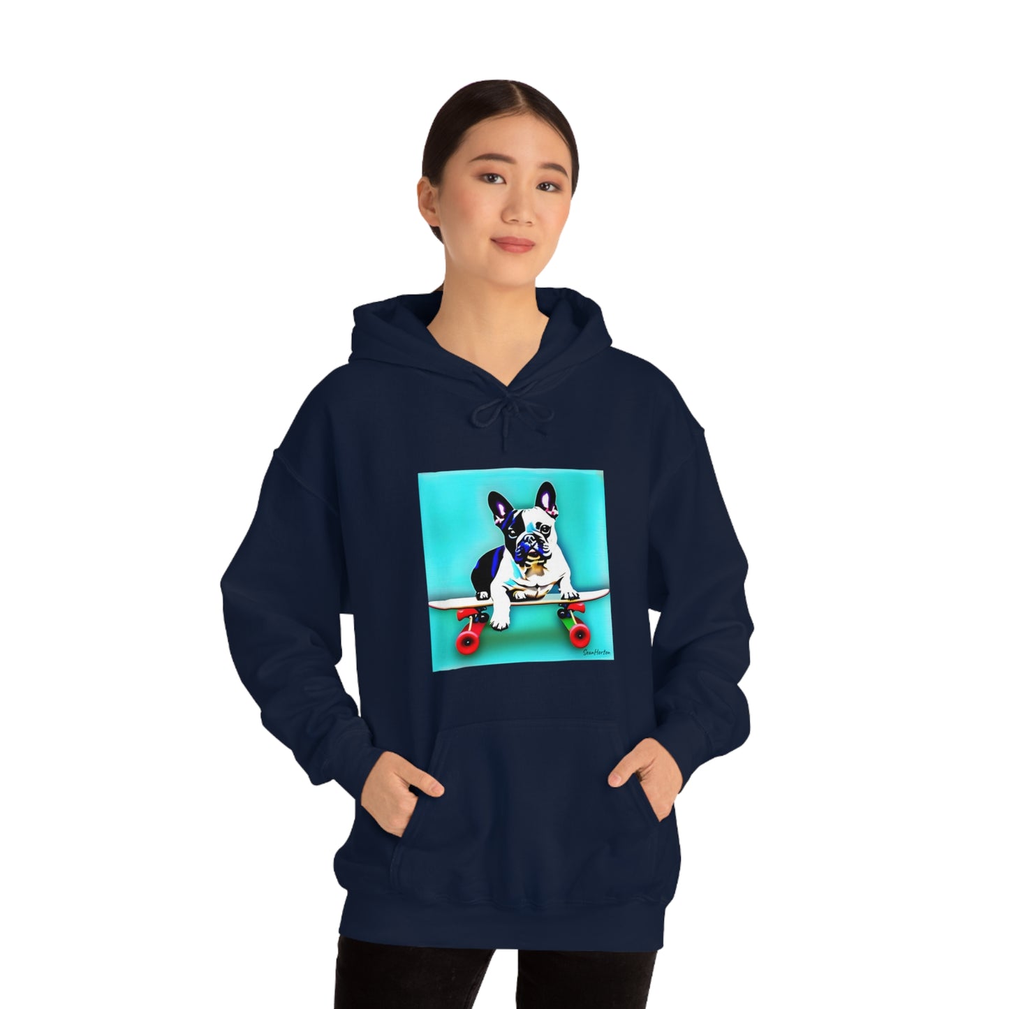 Frenchie on a Skateboard Unisex Heavy Blend™ Hooded Sweatshirt